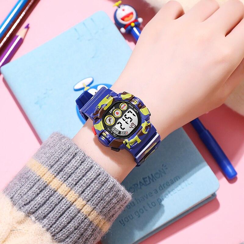 Camouflage Digital Watches Sports Stopwatch Alarm LED Black Light Waterproof Digital Sport Watch For Boys Girls Waterproof Electronic Multi Function Casual Outdoor Watches Colorful LED Luminous Alarm Stopwatch Wristwatch