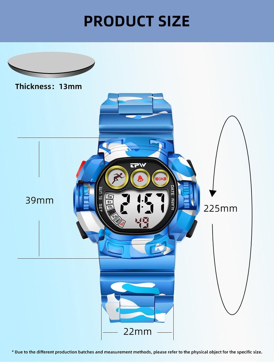 Camouflage Digital Watches Sports Stopwatch Alarm LED Black Light Waterproof Digital Sport Watch For Boys Girls Waterproof Electronic Multi Function Casual Outdoor Watches Colorful LED Luminous Alarm Stopwatch Wristwatch