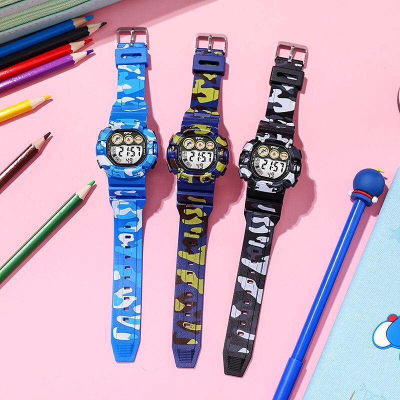 Camouflage Digital Watches Sports Stopwatch Alarm LED Black Light Waterproof Digital Sport Watch For Boys Girls Waterproof Electronic Multi Function Casual Outdoor Watches Colorful LED Luminous Alarm Stopwatch Wristwatch