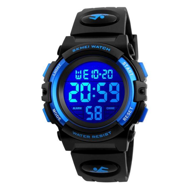 Children LED Electronic Digital Watch Chronograph Clock Sport Watches 5Bar Waterproof Kids Wristwatches Digital Sport Watches Outdoor Waterproof LED 7 Color Lights Electronic Watches For Girls Boys