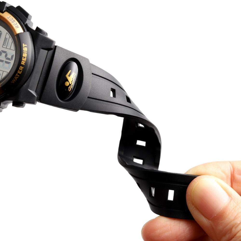 Children LED Electronic Digital Watch Chronograph Clock Sport Watches 5Bar Waterproof Kids Wristwatches Digital Sport Watches Outdoor Waterproof LED 7 Color Lights Electronic Watches For Girls Boys