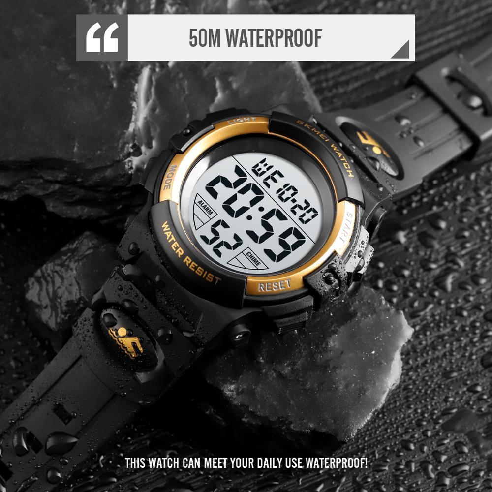 Children LED Electronic Digital Watch Chronograph Clock Sport Watches 5Bar Waterproof Kids Wristwatches Digital Sport Watches Outdoor Waterproof LED 7 Color Lights Electronic Watches For Girls Boys