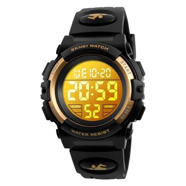 Children LED Electronic Digital Watch Chronograph Clock Sport Watches 5Bar Waterproof Kids Wristwatches Digital Sport Watches Outdoor Waterproof LED 7 Color Lights Electronic Watches For Girls Boys