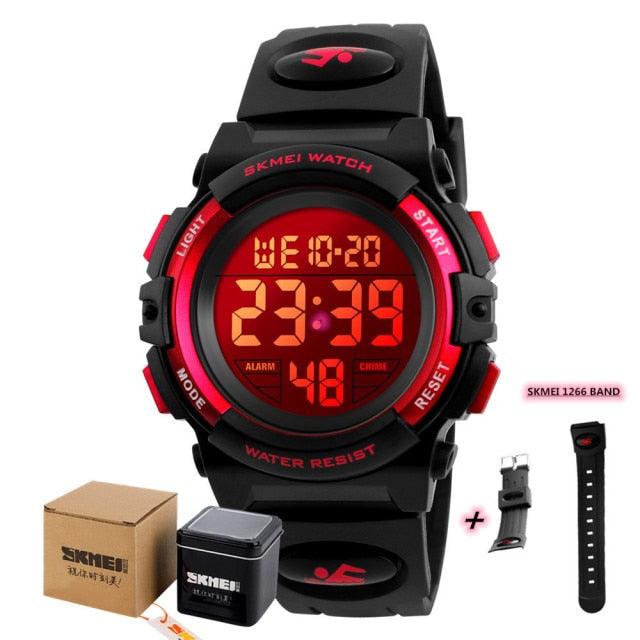 Children LED Electronic Digital Watch Chronograph Clock Sport Watches 5Bar Waterproof Kids Wristwatches Digital Sport Watches Outdoor Waterproof LED 7 Color Lights Electronic Watches For Girls Boys