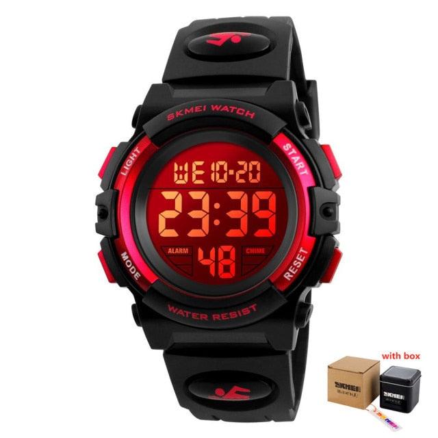 Children LED Electronic Digital Watch Chronograph Clock Sport Watches 5Bar Waterproof Kids Wristwatches Digital Sport Watches Outdoor Waterproof LED 7 Color Lights Electronic Watches For Girls Boys