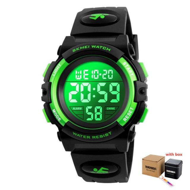 Children LED Electronic Digital Watch Chronograph Clock Sport Watches 5Bar Waterproof Kids Wristwatches Digital Sport Watches Outdoor Waterproof LED 7 Color Lights Electronic Watches For Girls Boys