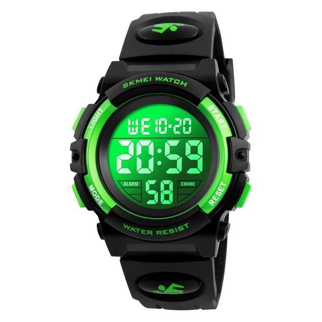 Children LED Electronic Digital Watch Chronograph Clock Sport Watches 5Bar Waterproof Kids Wristwatches Digital Sport Watches Outdoor Waterproof LED 7 Color Lights Electronic Watches For Girls Boys