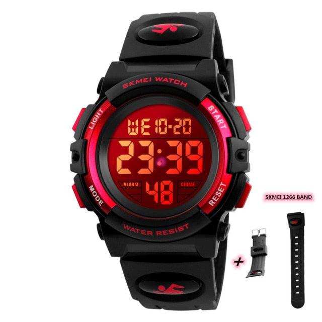 Children LED Electronic Digital Watch Chronograph Clock Sport Watches 5Bar Waterproof Kids Wristwatches Digital Sport Watches Outdoor Waterproof LED 7 Color Lights Electronic Watches For Girls Boys